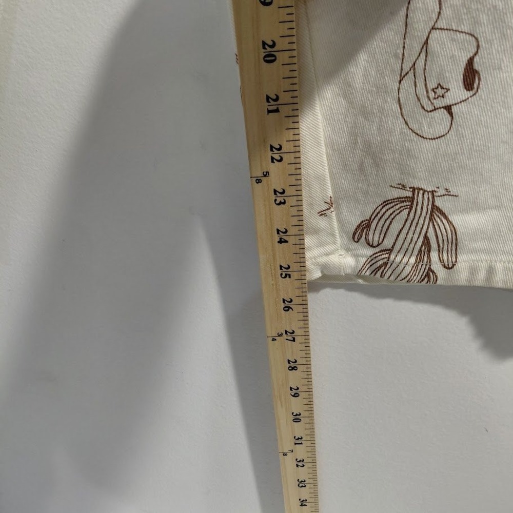 Cali 1850 Womens Western Print Barrel Jeans Cream Brown Size 13 NWT High Rise - Picture 12 of 16